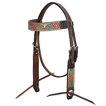 HILASON Western Horse Floral Headstall Breast Collar Leather Brown